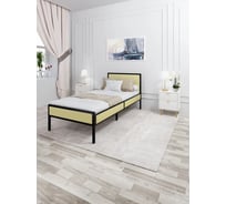 Односпальная кровать Solarius Лофт с реечным основанием, цвет ванили с черным металлическим каркасом, 100x200 см kr100loft-van-black