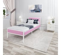 Односпальная кровать Solarius Лофт со сплошным основанием, цвет розовый с белым металлическим каркасом, 90x200 см kr90loft-roz-white-full