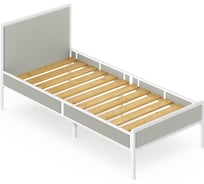 Кровать односпальная Solarius Лофт с реечным основанием, цвет платины с белым металлическим каркасом, 90x200 см kr90loft-plat-white