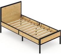 Кровать односпальная Solarius Лофт с реечным основанием, без покраски с черным металлическим каркасом, 80x200 см kr80loft-black