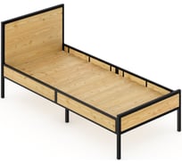 Кровать односпальная Solarius Лофт со сплошным основанием, без покраски с черным металлическим каркасом, 80x200 см kr80loft-black-full