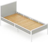 Кровать односпальная Solarius Лофт со сплошным основанием, цвет платины с белым металлическим каркасом, 100x200 см kr100loft-plat-white-full