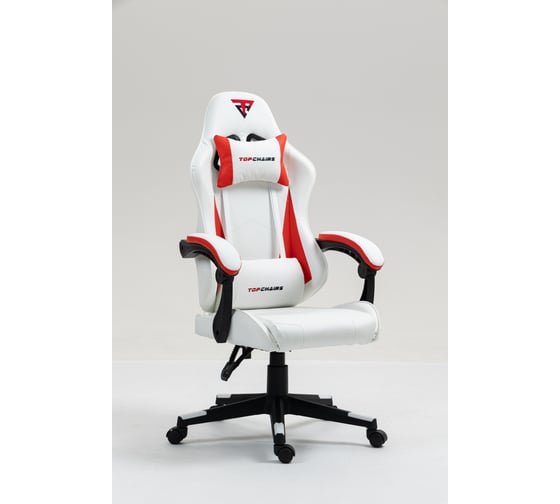 Кресло компьютерное игровое Стул Груп TopChairs Phantom, бело-красный GF-8080 white+red