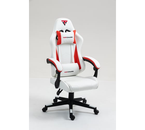Кресло компьютерное игровое Стул Груп TopChairs Phantom, бело-красный GF-8080 white+red
