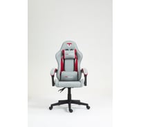 Кресло компьютерное игровое Стул Груп TopChairs Prophet с оттоманкой, ткань, серо-красный GF-8086 TT704+TT703