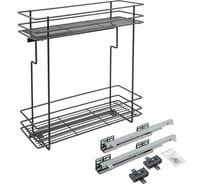 Бутылочница Lemax PROF на скрытых направляющих с доводчиком в базу 200 мм (левая), вулканический серый VK-05-200DL-VG