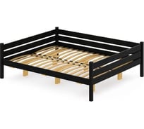 Тахта двуспальная Solarius из массива сосны с ортопедическим основанием, 120x160 см, габариты 130x170 см, цвет черный оникс tahta120-160onix-orto