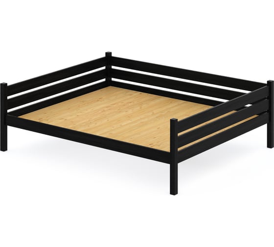 Тахта двуспальная Solarius из массива сосны, со сплошным основанием, 160x170 см, габариты 170x180 см, цвет черный оникс tahta160-170onix-full 1