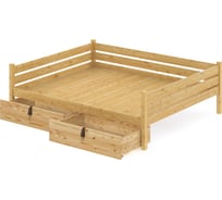 Тахта двуспальная Solarius из массива сосны, со сплошным основанием, 160x190 см, габариты 170x200 см, с двумя выкатными ящиками, без покраски tahta160-190-full-2yash