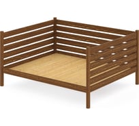 Тахта двуспальная Solarius из массива сосны, со сплошным основанием и высокими бортиками, 180x180 см, габариты 190x190 см, цвет темного дуба tahta-spin180-180temd-full