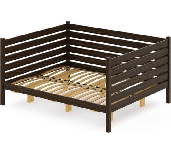 Тахта двуспальная Solarius из массива сосны с ортопедическим основанием и высокими бортиками, 140x180 см, габариты 150x190 см, цвет венге tahta-spin140-180ven-orto 1