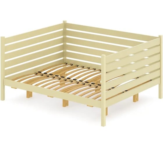 Тахта двуспальная Solarius из массива сосны с ортопедическим основанием и высокими бортиками, 140x160 см, габариты 150x170 см, цвет ванили tahta-spin140-160van-orto 1