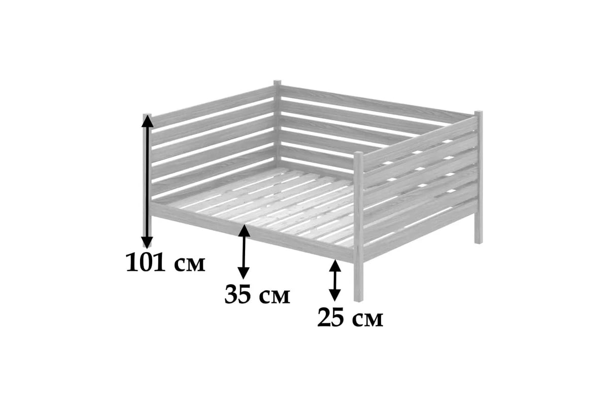 Тахта двуспальная Solarius из массива сосны с реечным основанием и ...