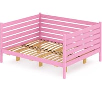 Тахта двуспальная Solarius из массива сосны с ортопедическим основанием и высокими бортиками, 140x180 см, габариты 150x190 см, цвет розовый tahta-spin140-180roz-orto