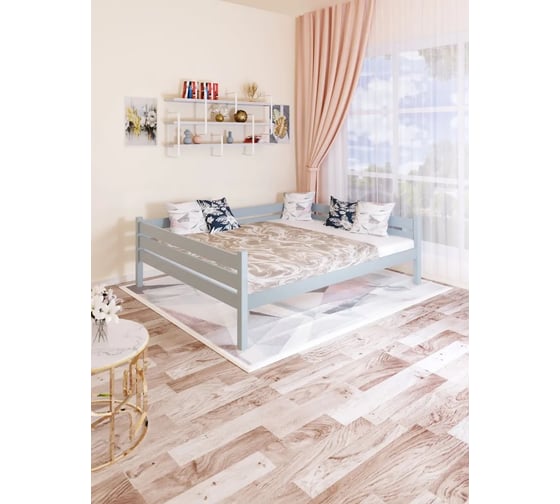 Двуспальная тахта Solarius из массива сосны с реечным основанием, 160x170 см (габариты 170x180), цвет голубой tahta160-170gol 1