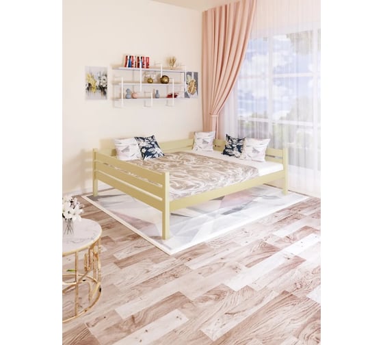 Двуспальная тахта Solarius из массива сосны с реечным основанием, 160x170 см (габариты 170x180), цвет ванили tahta160-170van 1