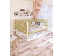 Двуспальная тахта Solarius из массива сосны со сплошным основанием и высокими бортиками, 160x180 см (габариты 170x190), цвет ванили tahta-spin160-180van-full