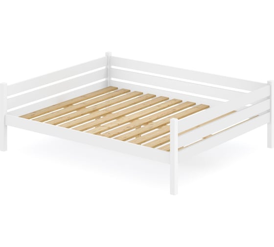 Тахта двуспальная Solarius из массива сосны с реечным основанием, 120x190 см (габариты 130x200), цвет белый tahta120-190bel 1