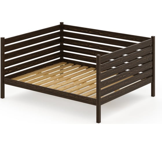 Тахта двуспальная Solarius из массива сосны с реечным основанием и высокими бортиками, 160x170 см (габариты 170x180), цвет венге tahta-spin160-170ven 1