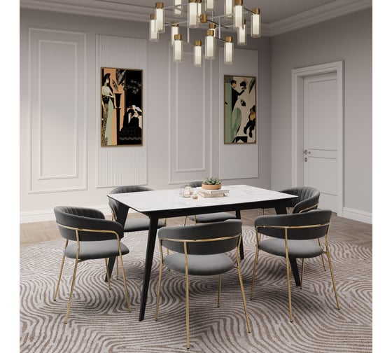 Стул Hesby Whispered Fusion серый, золотой комплект 2 шт, HSBI_DC72_grey_2