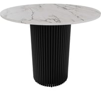 Стол круглый обеденный GENGLASS с металлическим подстольем 400х400 мм, TRUBIS Wood, черное подстолье, столешница белый мрамор 90 см GGT-03-2-5-L-90