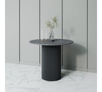 Стол круглый обеденный GENGLASS с металлическим подстольем 400х400 мм, TRUBIS Wood, черное подстолье, столешница черный мрамор 90 см GGT-03-2-4-L-90