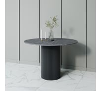 Стол круглый обеденный GENGLASS с металлическим подстольем 400х400 мм, TRUBIS Wood, черное подстолье, столешница черный мрамор 110 см GGT-03-2-4-L-110