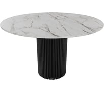 Стол круглый обеденный GENGLASS с металлическим подстольем 400х400 мм, TRUBIS Wood, черное подстолье, столешница белый мрамор 120 см GGT-03-2-5-L-120