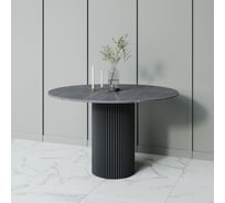 Стол круглый обеденный GENGLASS с металлическим подстольем 400х400 мм, TRUBIS Wood, черное подстолье, столешница черный мрамор 120 см GGT-03-2-4-L-120