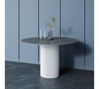Стол круглый обеденный GENGLASS с металлическим подстольем 400х400 мм, TRUBIS Wood, белое подстолье, столешница черный мрамор 120 см GGT-03-3-4-L-120