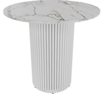Стол круглый обеденный GENGLASS с металлическим подстольем 400х400 мм, TRUBIS Wood, белое подстолье, столешница белый мрамор 80 см GGT-03-3-5-L-80