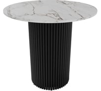 Стол круглый обеденный GENGLASS с металлическим подстольем 400х400 мм, TRUBIS Wood, черное подстолье, столешница белый мрамор 80 см GGT-03-2-5-L-80