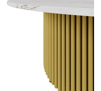 Стол круглый обеденный GENGLASS с металлическим подстольем 600х600 мм, TRUBIS Wood, золотое подстолье, столешница белый мрамор 120 см GGT-03-1-5-M-120