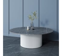 Стол круглый обеденный GENGLASS с металлическим подстольем 600х600 мм, TRUBIS Wood, белое подстолье, столешница черный мрамор 120 см GGT-03-3-4-M-120