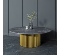 Стол круглый обеденный GENGLASS с металлическим подстольем 600х600 мм, TRUBIS Wood, золотое подстолье, столешница черный мрамор 120 см GGT-03-1-4-M-120