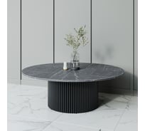 Стол круглый обеденный GENGLASS с металлическим подстольем 600х600 мм, TRUBIS Wood, черное подстолье, столешница черный мрамор 120 см GGT-03-2-4-M-120