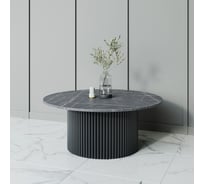 Стол круглый обеденный GENGLASS с металлическим подстольем 600х600 мм, TRUBIS Wood, черное подстолье, столешница черный мрамор 100 см GGT-03-2-4-M-100