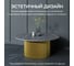 Стол круглый обеденный GENGLASS с металлическим подстольем 600х600 мм, TRUBIS Wood, золотое подстолье, столешница черный мрамор 100 см GGT-03-1-4-M-100 10