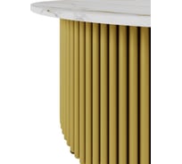 Стол круглый обеденный GENGLASS с металлическим подстольем 600х600 мм, TRUBIS Wood, золотое подстолье, столешница белый мрамор 80 см GGT-03-1-5-M-80