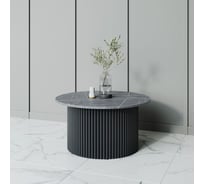 Стол круглый обеденный GENGLASS с металлическим подстольем 600х600 мм, TRUBIS Wood, черное подстолье, столешница черный мрамор 80 см GGT-03-2-4-M-80