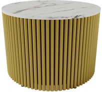 Стол круглый обеденный GENGLASS с металлическим подстольем 600х600 мм, TRUBIS Wood, золотое подстолье, столешница белый мрамор 60 см GGT-03-1-5-M-60