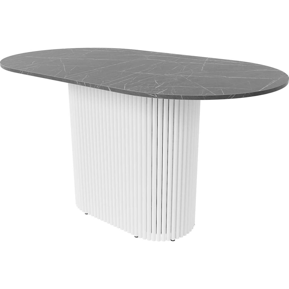 Стол овальный обеденный GENGLASS с белым металлическим подстольем и ...