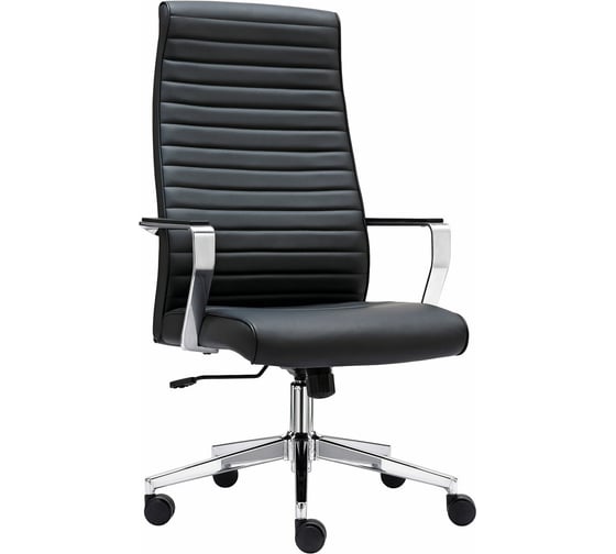 Кресло BRAUBERG PREMIUM Solo EX-730, алюминий, хром, экокожа, черное 532936