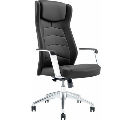 Кресло PREMIUM Viking EX-759, синхромеханизм, алюминий, натуральная кожа, черное, BRABIX 532933