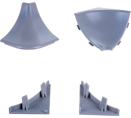 Фурнитура к плинтусу для столешниц GRACE ПВХ 28х28 мм серый вогнутый, комплект УТ000051505