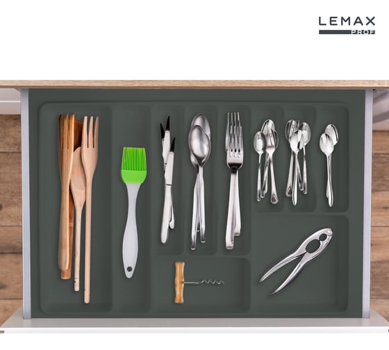 Лоток для столовых приборов Lemax PROF 80 см, серый, пластик MPT80GR