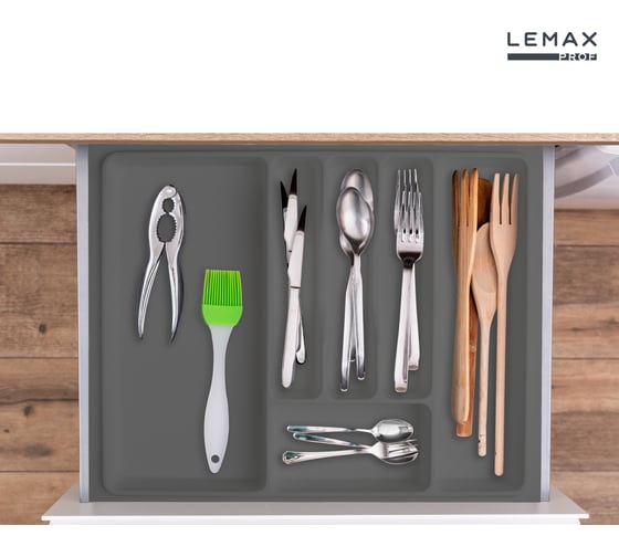 Лоток для столовых приборов Lemax PROF 60 см, серый, пластик MPT60GR