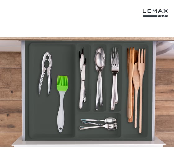 Лоток для столовых приборов Lemax PROF 60 см, вулканический серый, пластик MPT60VG