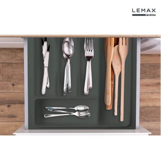 Лоток для столовых приборов Lemax PROF 40 см, вулканический серый, пластик MPT40VG