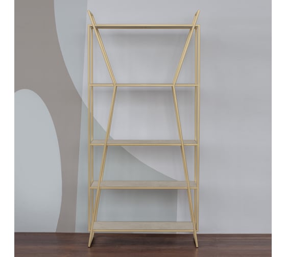 Стеллаж GreenWeen OSLO MINI, золотой каркас, полки керамика Ivory, 800x330x1710 мм GW-OSLO-MINI-G-KI
